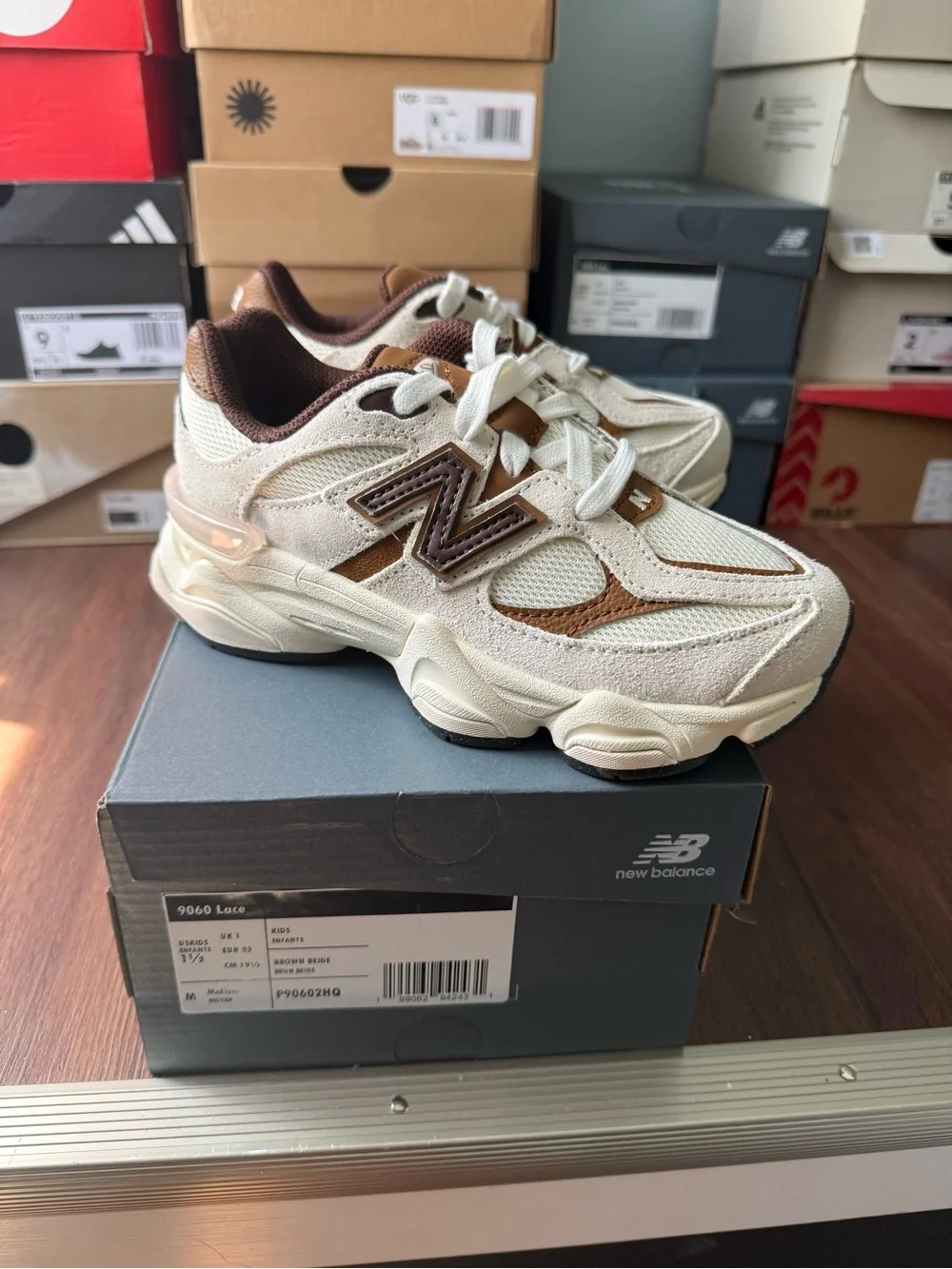 New Balance Kids Cream & Brown Lace-Up Sneakers